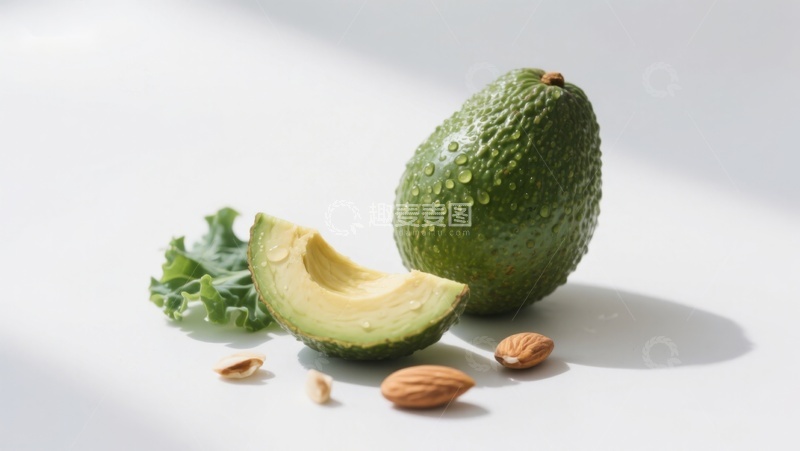 高清大图下载【趣麦麦图】新鲜牛油果与坚果的健康组合