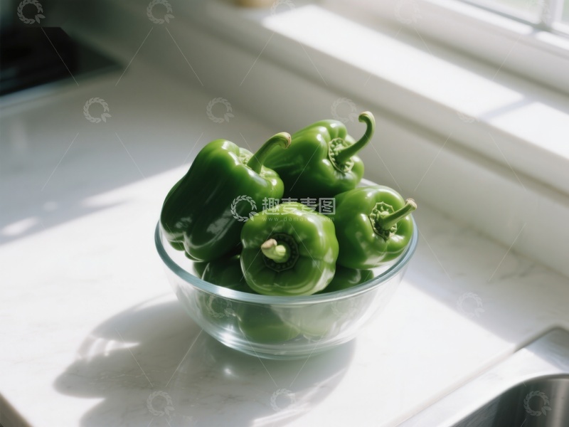 高清大图下载【趣麦麦图】阳光下的青椒碗