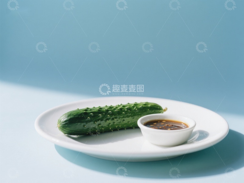 高清大图下载【趣麦麦图】黄瓜配酱碟，简洁美食摆盘