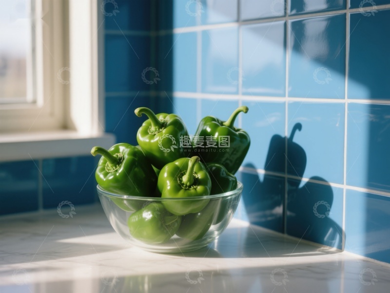 高清大图下载【趣麦麦图】阳光下的青椒碗