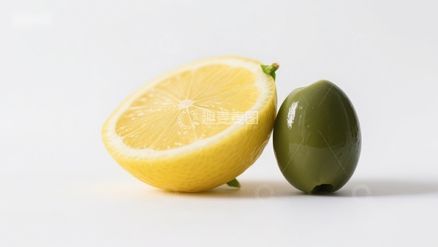 柠檬切片与橄榄并置