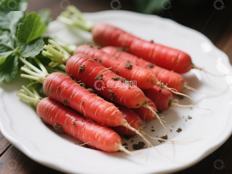 高清大图下载【趣麦麦图】新鲜胡萝卜盘中摆放
