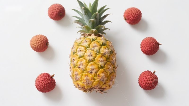 高清大图下载【趣麦麦图】菠萝与荔枝的静物组合