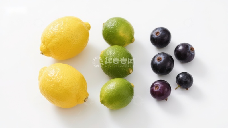 高清大图下载【趣麦麦图】柠檬、青柠与蓝莓的清新组合