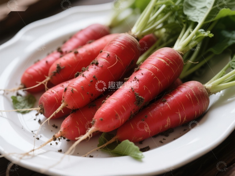 高清大图下载【趣麦麦图】新鲜红萝卜盘中展示