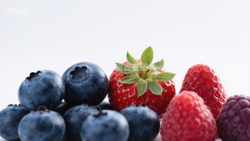 高清大图下载【趣麦麦图】新鲜蓝莓与草莓的特写