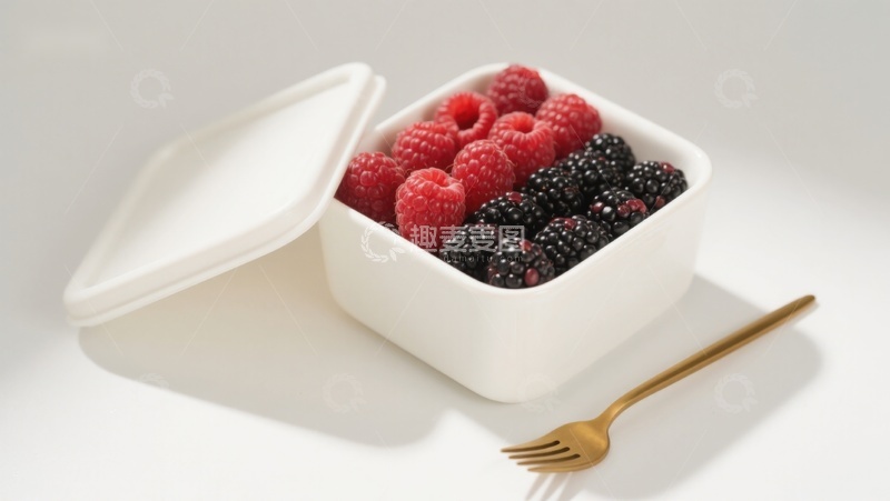 高清大图下载【趣麦麦图】新鲜浆果装在白色容器中