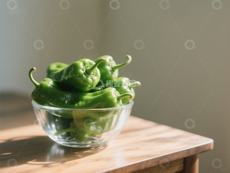 高清大图下载【趣麦麦图】玻璃碗中的青椒