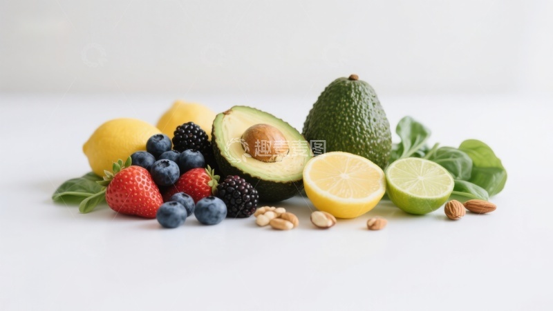 高清大图下载【趣麦麦图】新鲜水果与坚果的健康组合