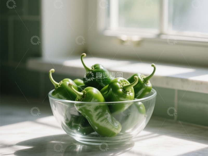 高清大图下载【趣麦麦图】阳光下的青椒碗