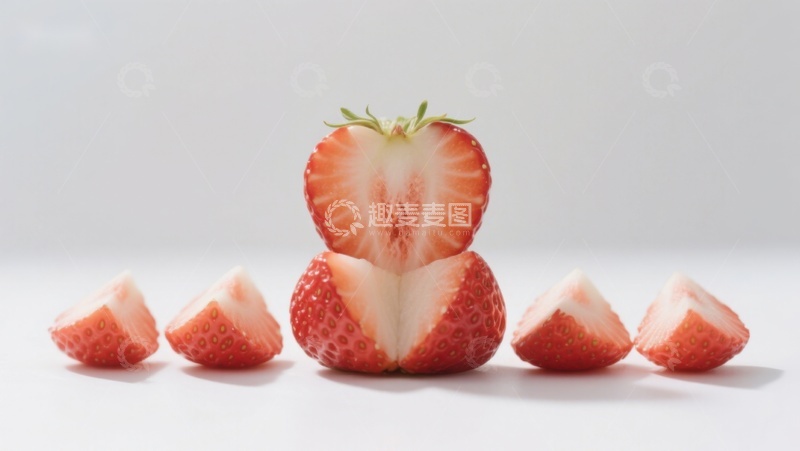 高清大图下载【趣麦麦图】切开的草莓排列展示