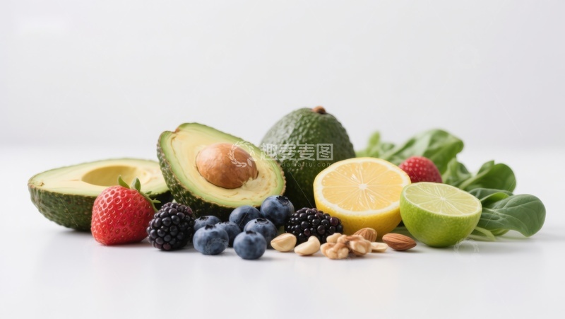 高清大图下载【趣麦麦图】新鲜水果与坚果的健康组合