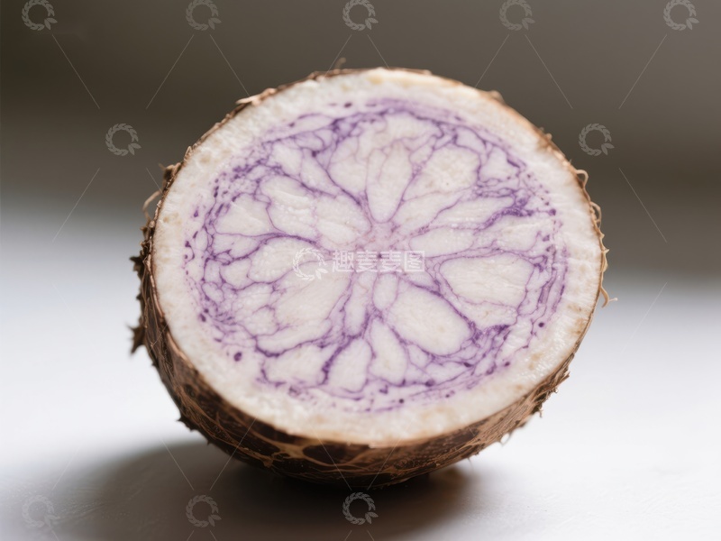 高清大图下载【趣麦麦图】切开的芋头，展示紫色纹理