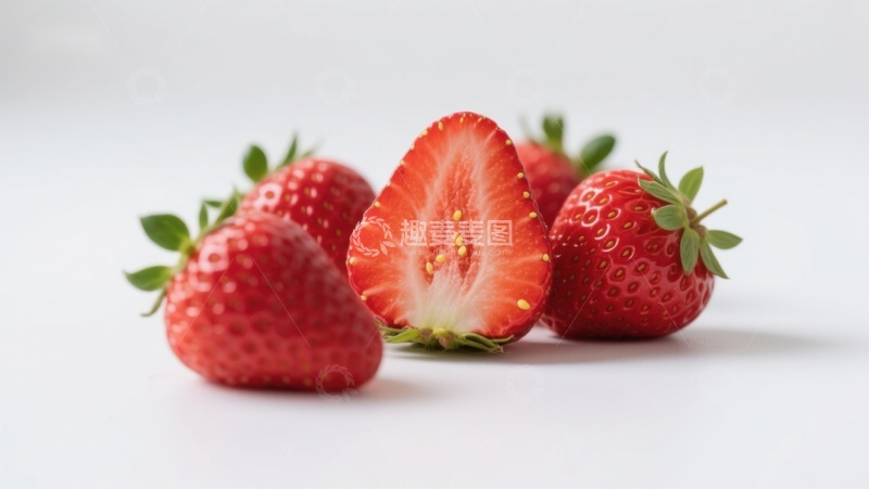 高清大图下载【趣麦麦图】新鲜草莓切片展示