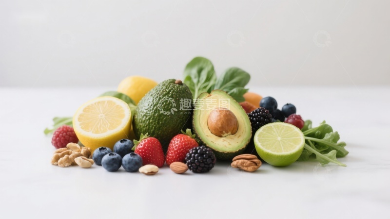 高清大图下载【趣麦麦图】新鲜水果与坚果的健康组合