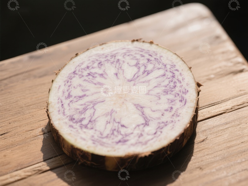 高清大图下载【趣麦麦图】切开的紫薯横截面特写