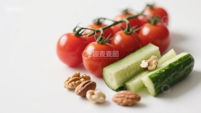 高清大图下载【趣麦麦图】新鲜蔬菜与坚果组合