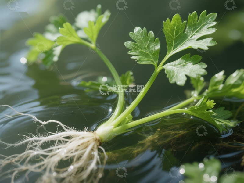 高清大图下载【趣麦麦图】水生植物的根茎与叶片特写