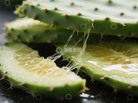 仙人掌切片流出汁液