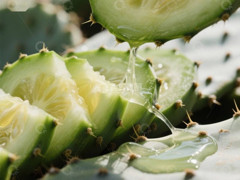 高清大图下载【趣麦麦图】仙人掌切片流出汁液