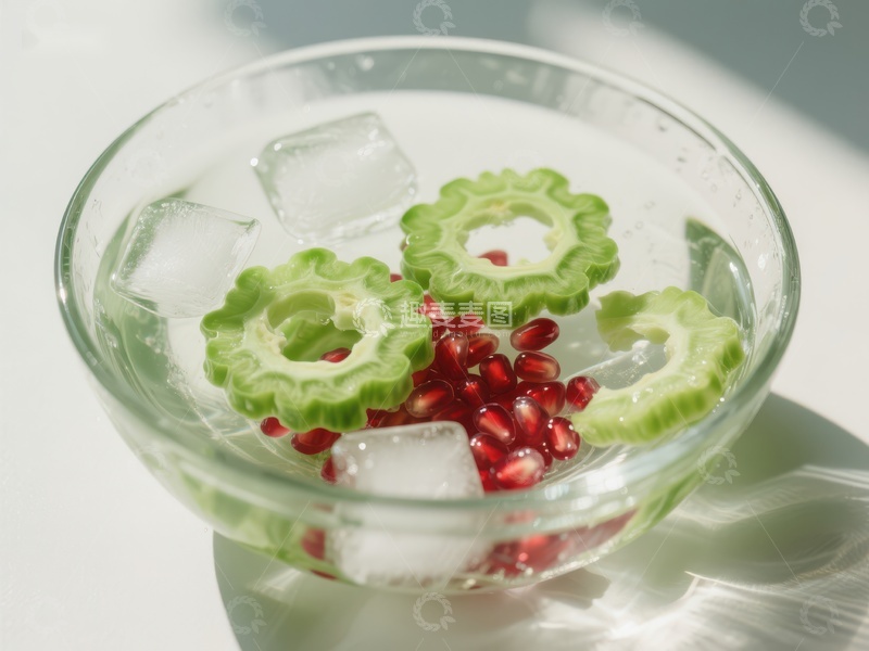 高清大图下载【趣麦麦图】苦瓜冰水配石榴籽