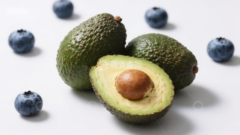 高清大图下载【趣麦麦图】新鲜牛油果与蓝莓的组合