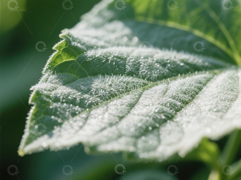 高清大图下载【趣麦麦图】晨露覆盖的绿叶特写