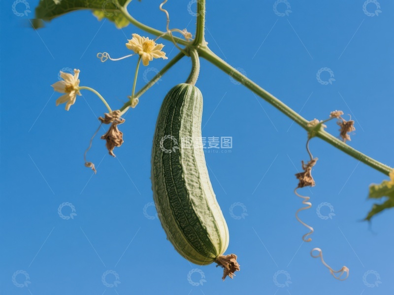 高清大图下载【趣麦麦图】藤蔓上的绿色瓜果