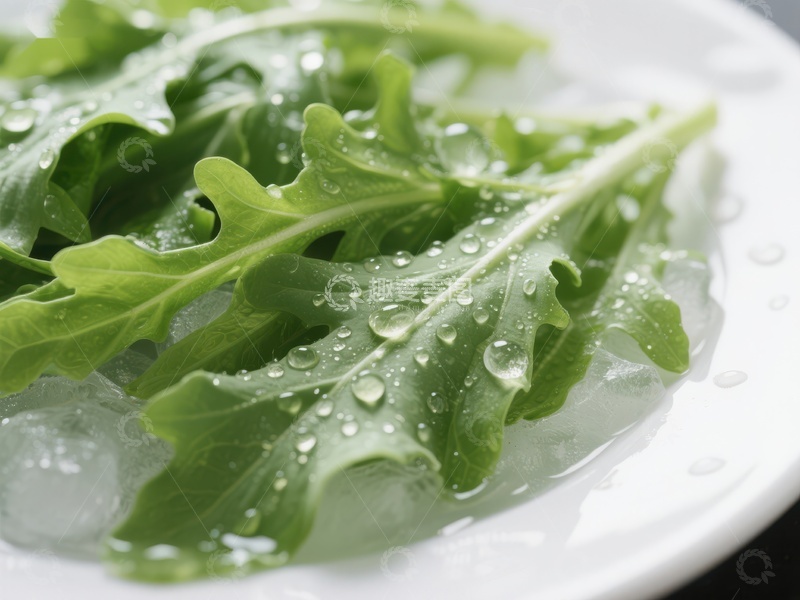 高清大图下载【趣麦麦图】新鲜绿叶蔬菜上的水珠