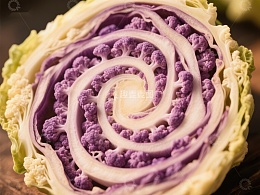 紫色花椰菜的螺旋切面