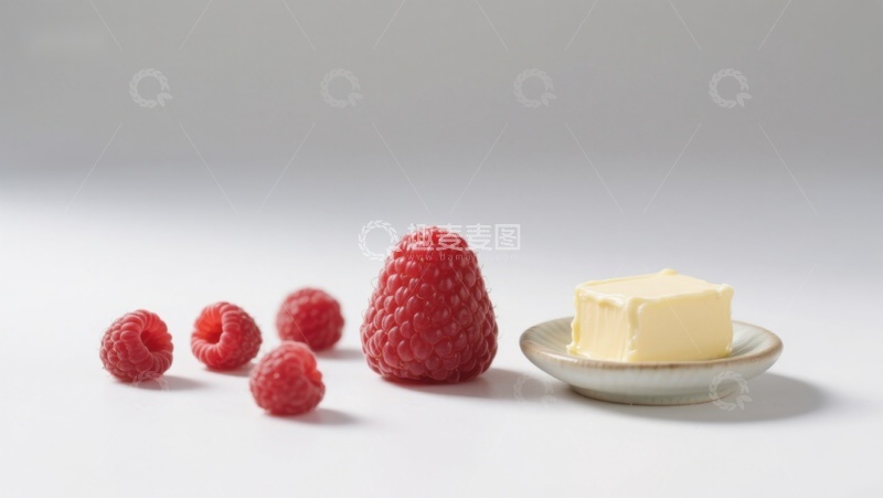 高清大图下载【趣麦麦图】黄油与覆盆子的静物组合