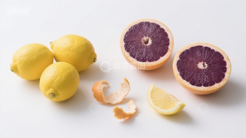 高清大图下载【趣麦麦图】柠檬与葡萄柚的清新对比