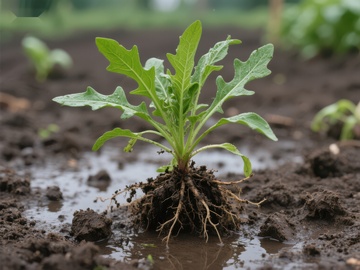 幼苗扎根湿润土壤