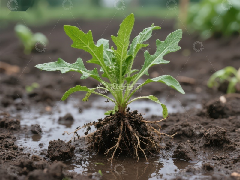高清大图下载【趣麦麦图】幼苗扎根湿润土壤