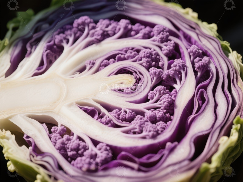 高清大图下载【趣麦麦图】紫色甘蓝的横切面特写