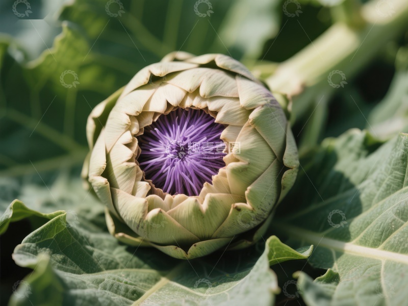高清大图下载【趣麦麦图】新鲜紫色花心的绿色菊苣