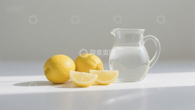 柠檬与水壶的静物组合