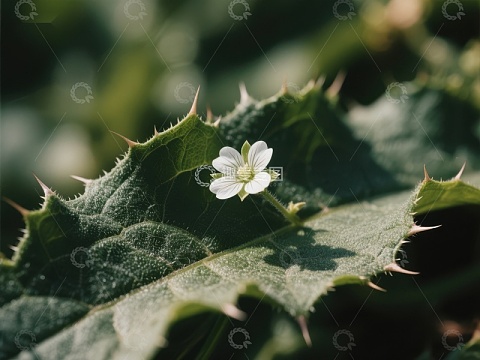 刺叶上的小白花