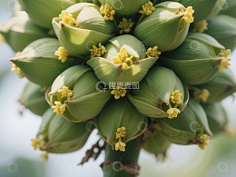 绿色香蕉花序的特写