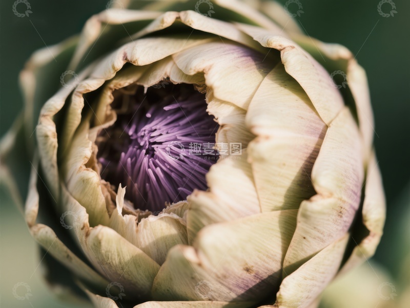 高清大图下载【趣麦麦图】新鲜紫色花心的绿色洋蓟