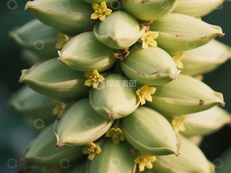 高清大图下载【趣麦麦图】-绿色植物花苞与黄色小花