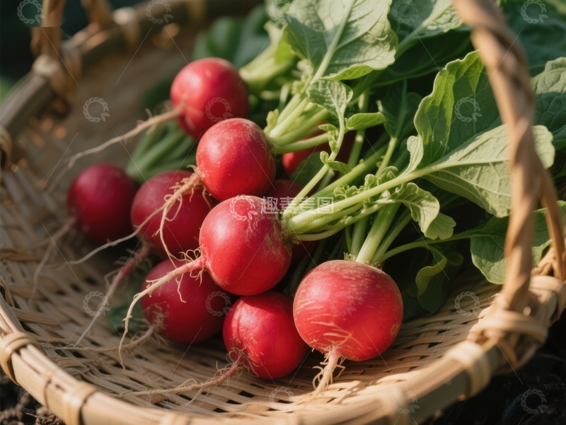 高清大图下载【趣麦麦图】新鲜红萝卜置于竹篮中