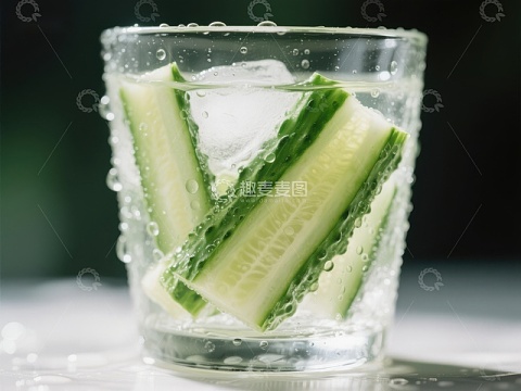 清凉黄瓜水，冰块点缀