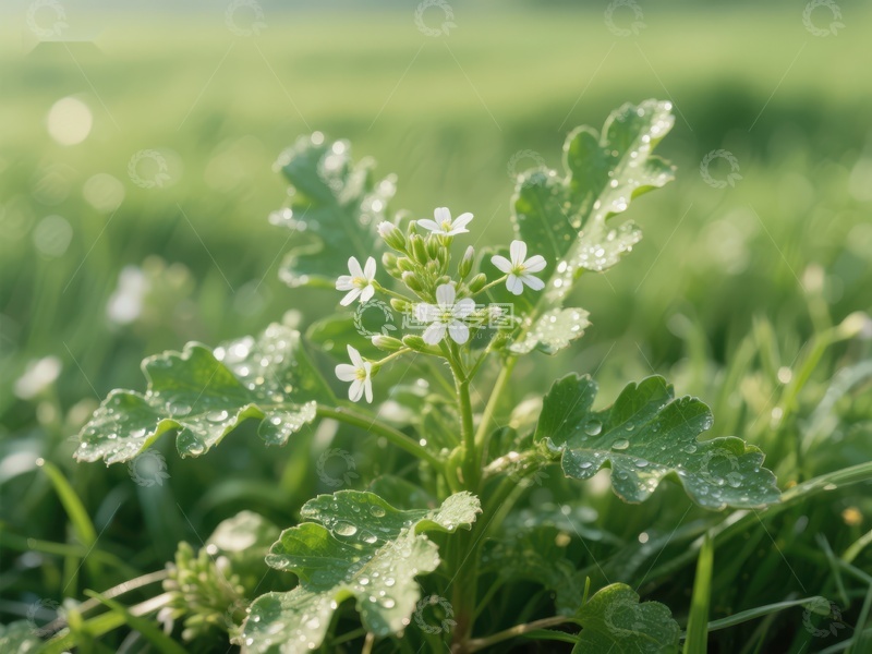 高清大图下载【趣麦麦图】晨露中的小白花