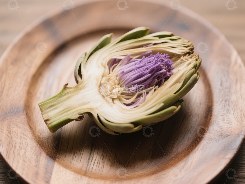高清大图下载【趣麦麦图】新鲜切开的紫色花心朝鲜蓟