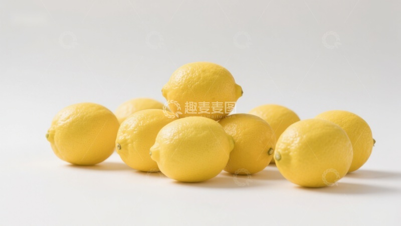 高清大图下载【趣麦麦图】新鲜柠檬堆叠在白色背景上