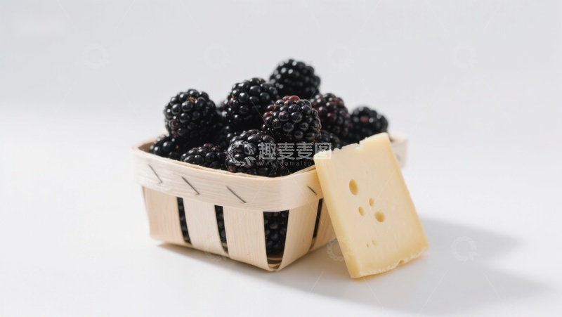 高清大图下载【趣麦麦图】黑莓与奶酪的静物组合