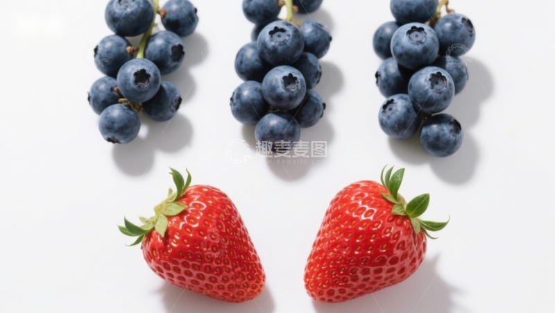 高清大图下载【趣麦麦图】新鲜蓝莓与草莓的静物组合