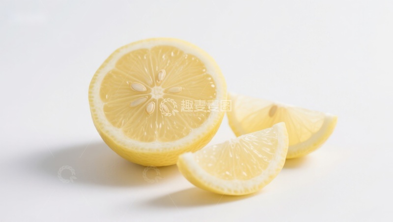 高清大图下载【趣麦麦图】新鲜柠檬切片，白色背景