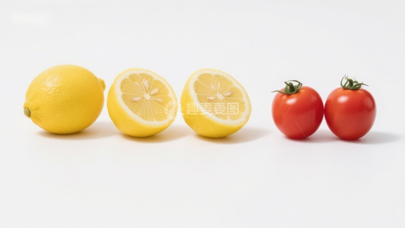 高清大图下载【趣麦麦图】柠檬与番茄的对比排列